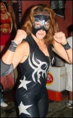 Aurora is a popular masked luchadora in Mexican rings.