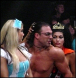 Shelly and fellow G.L.O.R.Y. Girl Beth Phoenix protect their man at a recent OVW show.