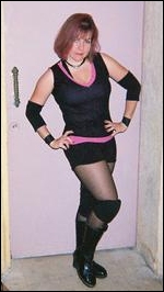 Heather strikes a pose before heading out for her match.